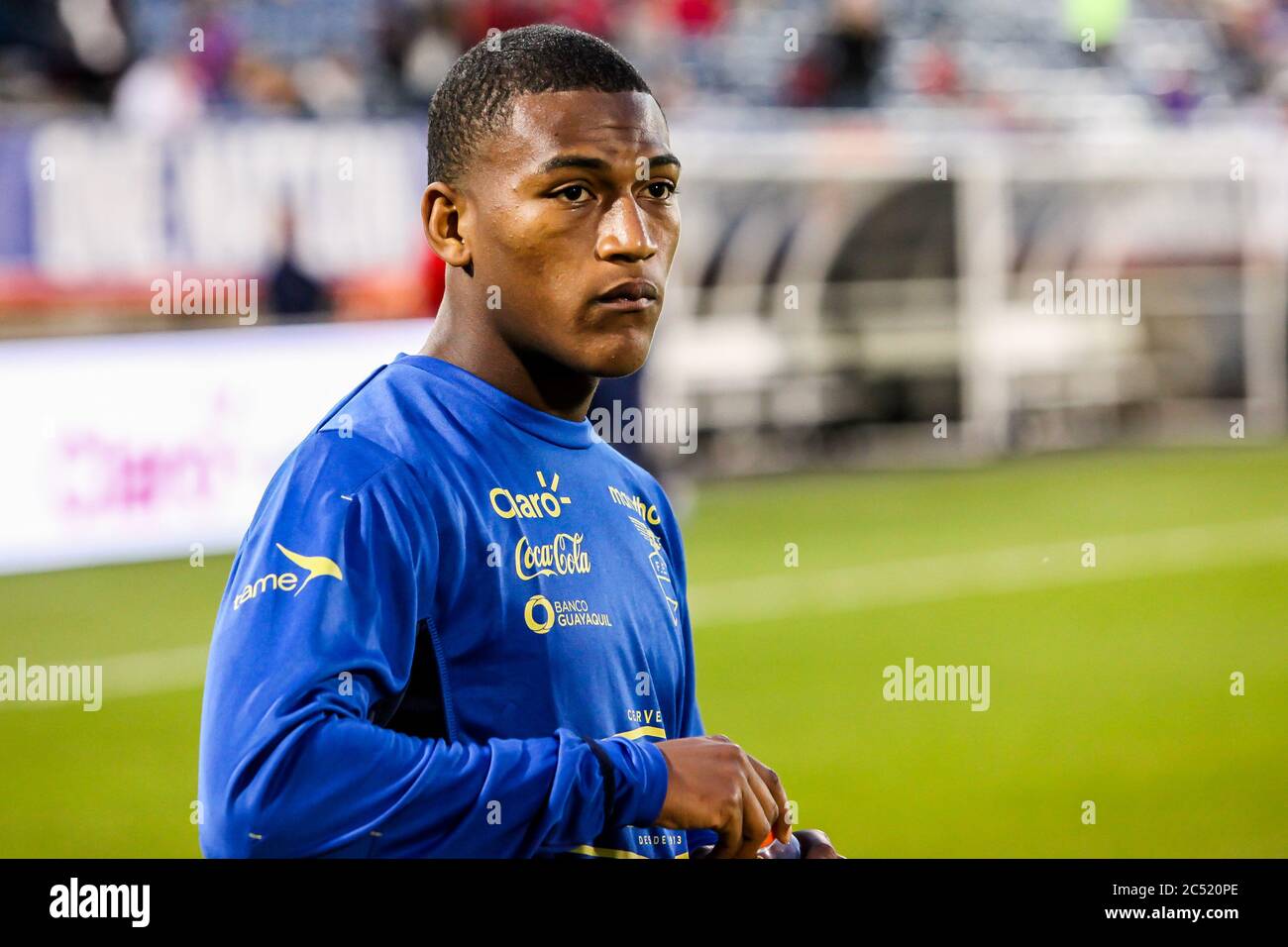 HARTFORD - OKTOBER 10: Ecuadorianischer Spieler`s Rentschler Field Stadion vor dem Fußballspiel zwischen US Men Nationalmannschaft gegen Ecuador am 10. Oktober 2014 Stockfoto